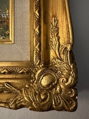 Vintage M Keiser Original Enamel on Copper “In The Park” Framed 10″ x 12″ COA