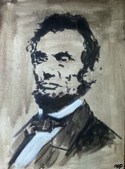 PDQ Artist Original Painting Figure President Lincoln Abstract Acrylic 16×12 Art