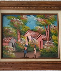 Haitian Art Daniel Luis Oil on Linen Village Life