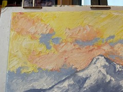 16 x 20 Original Oil Painting Produced with Knife….“Castle Mountain“