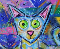 Abstract Painting Cat Graffiti Effect Original Art by Rain Crow