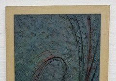 Vintage Large John Mix Signed Abstract Swirl Textured Art Painting on Wood Back
