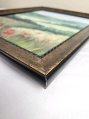 Original Acrylic Landscape Painting Red Poppy Field Mountain Meadow Wall Art