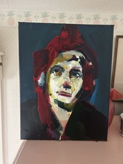 Parsons People. Original Abstract Portrait 14×18 Inches. Canvas. Signed.