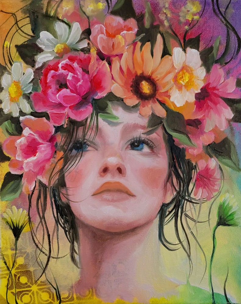 Original Oil on canvas painting* 10 x 8 in, signed*You are spring to me*