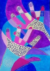 Original Painting Abstract Hands -Modern Wall Art -Handmade Artwork 12×8″
