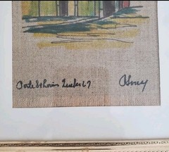 Vtg Chateau Frontenac & Porte Saint Louis Quebec Ink Drawings on Fabric 1967 Set