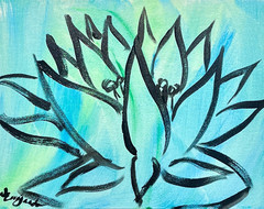 Guajardo Original Art: Water Lily 14X11 Original Canvas Signed Art Expressionism