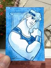 Original ACEO Hercules Painting by Alannah Dyer- Mini Art 2.5×3.5 in. Disney