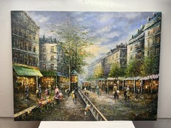 Original Oil Painting French Street Scene Signed W. Matthews