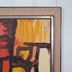 Kuleli Vintage Abstract Mid Century Modern Oil Painting 1970s Impasto Art