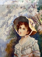 G E Parkin : Female Within River Landscapes , Signed And Dated 1914
