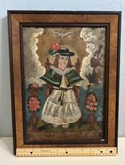 19th Century Retablo Antique Mexican Oil on Tin Painting Holy Child of Atocha
