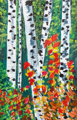 Painting Birch Watercolor Landscape framed Original Painting gift idea Forest