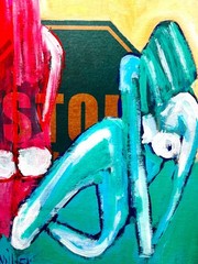 colorful ABSTRACT NUDE LADY Pop Art PAINTING Cardboard Original SWARTZMILLER DNA