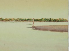 John Flexmore Original Watercolour Painting „Boats on River Flats“. Unframed