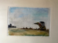 FRANZ EHMKE 1928-2018 GDR PAINTER °BERLIN °FELDMARK SCHÖNFLIESS CRAWLER EXCAVATOR PASTEL