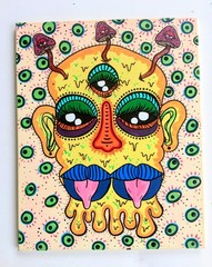 Bright Colorful Psychedelic Face Painting Eyes and Muchrooms Art