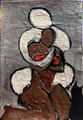 ORIGINAL ACEO PAINTING Woman Cat Black Kitten Miniature Card By Carole Collins