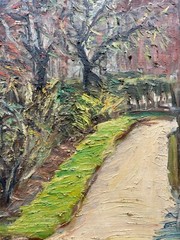 Impressionist Spring Landscape Path Houses Belgium Ghent March 1948