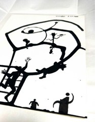 Mark Kostabi 1989 Original Painting Drawing Black Ink on paper Signed WORLD
