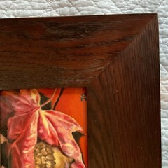 Fall leaves hand painted original PAINTING heavy oak frame