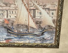 JEAN BRUN, Watercolor Print, Adele’s, France Colors of Provence, Matted & Framed