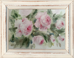 Flowers PINK ROSES Original Modern Artwork Painting Floral Landscape Art Gift A5