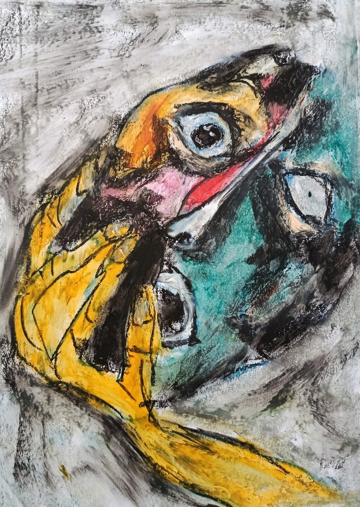 Portrait – Abstract Modern Art – Oil Chalk A4 Paper – Modern Art