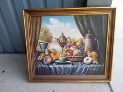 Johan K Reinprecht Hungary 20th Century Oil on Canvas Fruit Still Life framed