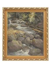 Rocky Mountain Spring Creek with Boulders Original Oil Painting PICARDO (1997)