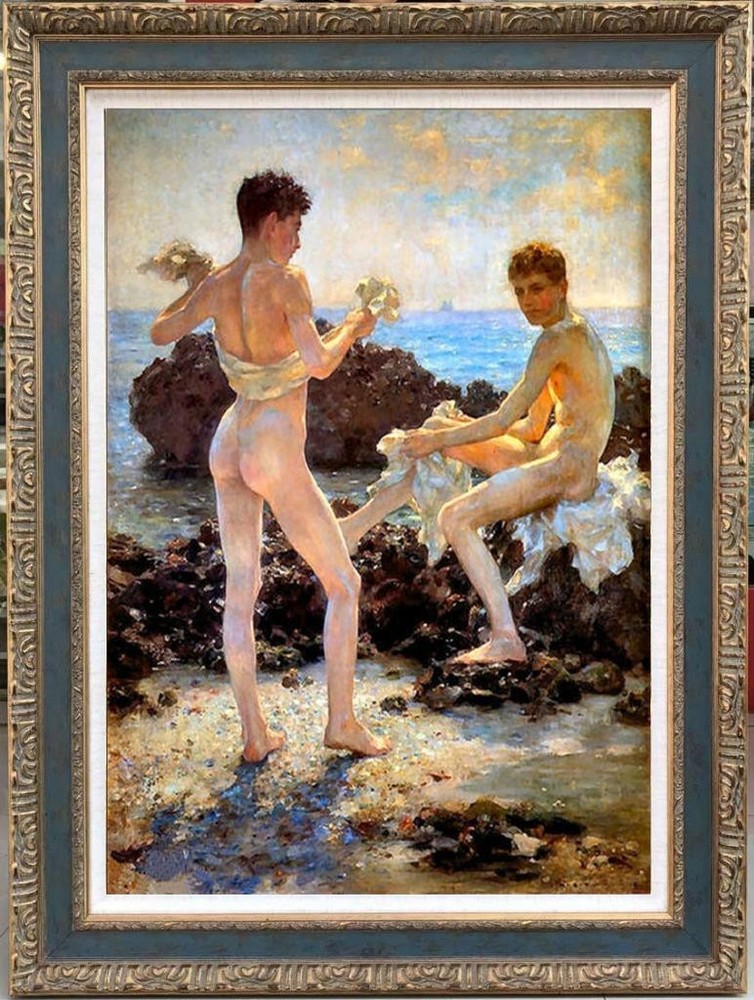 Hand Painted Oil Painting Male Nude Men Portrait Antique Style Classical Art