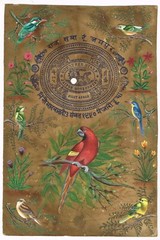 Rajasthani Painting Of Birds Ethnic Nature Art On Old Stamp Paper 9×13.5 Inches