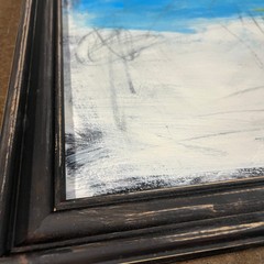 Original Framed Mixed Media Abstract Art Painting „Air Hypothesis“ 17×21 w/ COA