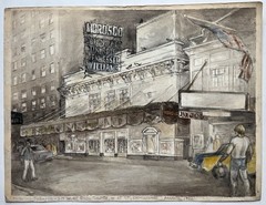 80s New York City NYC Street Scene Painting Broadway Morosco Bijou Theater W45th