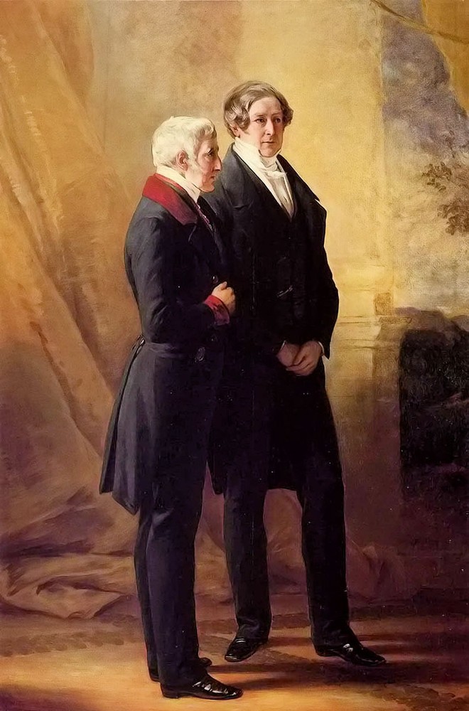 Oil painting – arthur wellesley, 1st duke of wellington with sir robert peel art