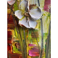 Original Palette Knife Abstract textured white flowers Painting 18″x24″