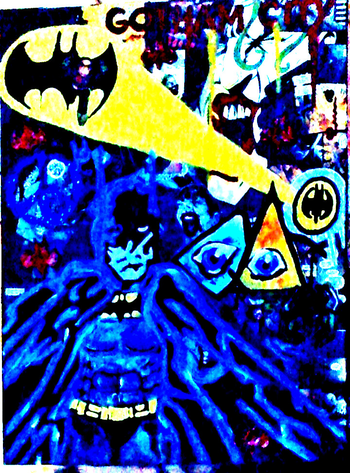 Original painting Batman Robbin abstract pop art large by pb