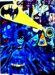 Original painting Batman Robbin abstract pop art large by pb