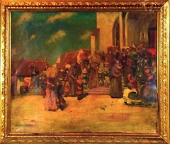 OUT OF THE CATHEDRAL MASS. OIL ON CANVAS. NO SIGNATURE. SPAIN. XIX-XX