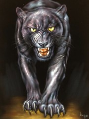 Black Panther Wild Feline black velvet oil painting hand painted signed art