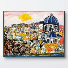 SAMATOWIC Santorini 12×16 Abstract Expressionism Signed Original Fine Art 597