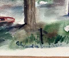1940s Painting of HARRIS STREET BRIDGE Taunton, MA by Alexandra Bradshaw Hoag!