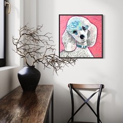 White Poodle ORIGINAL PAINTING Canvas Dog Impressionism Animals Pet Art Portrait
