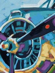Airplane painting Acrylic On Canvas Original Painting colorful plane art