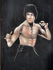 VINTAGE 1970’s BRUCE LEE BLACK VELVET PAINTING 13” X 22” made In Mexico