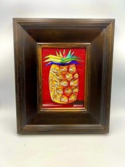Original Acrylic Painting “Pineapple In Red” by Jordanne Gallery & Studio Maui