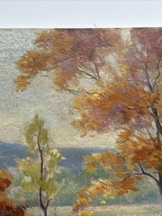 ANTIQUE IMPRESSIONIST PAINTING LANDSCAPE AMERICAN HENLINE LISTED FAMOUS AS IS