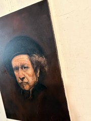 Original Rembrandt Portrait Oil Painting – Dutch Master Artist Artwork – 23×18