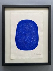 Lucio Fontana Original Painting Paper Blue Monochrome Italian Art Minimalist G47